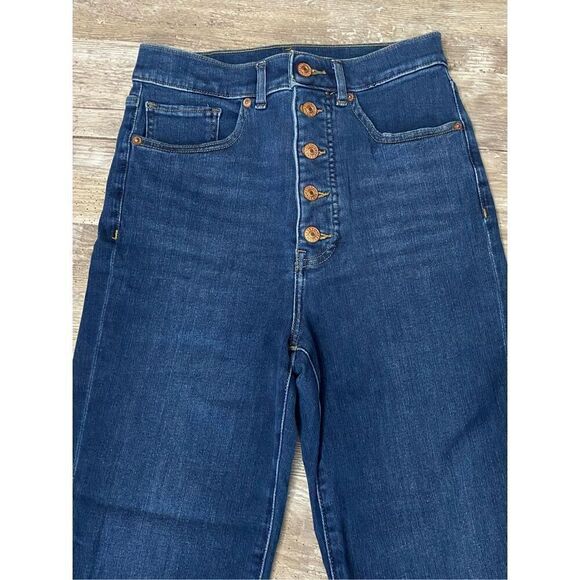 Express Jeans Super High Rise Straight Cropped Button Fly Women’s Sz 4R - Picture 2 of 8